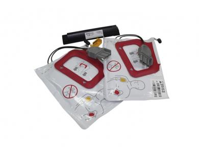 2 jeux de 2 électrodes + 1 pile pour Physiocontrol Lifepak CR+